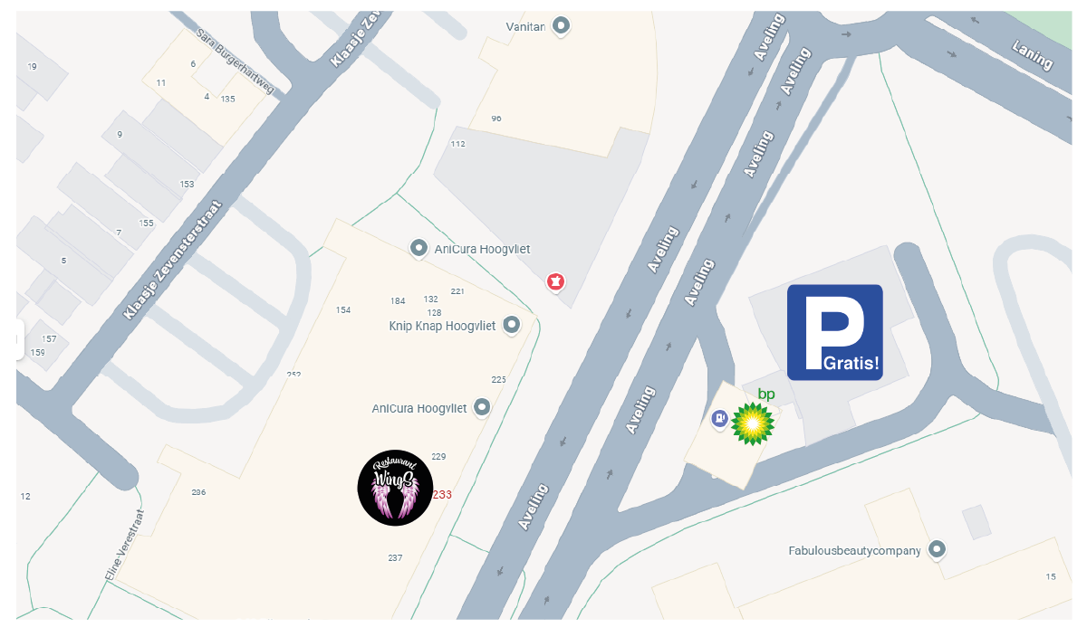 Plattegrond parkeren bij Restaurant Zorta